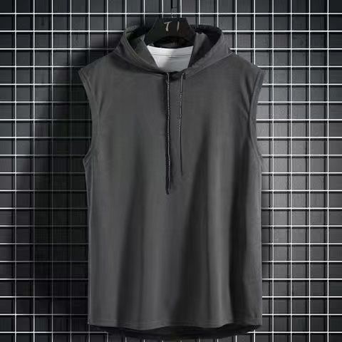 乐天商城 - 【送料無料】パーカー メンズ ノースリーブ 速乾 タンクトップ 薄手 Tシャツ ノースリーブパーカー フード付き プルオーバー スポーツ 通気 おしゃれ 夏 父の日