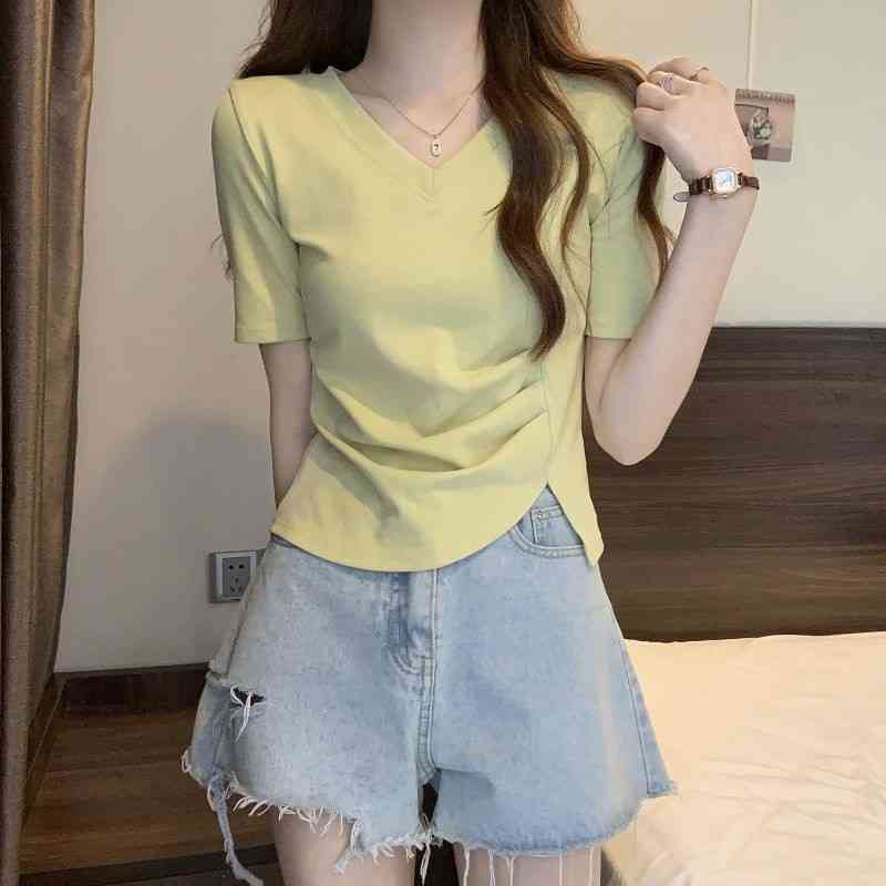 乐天商城 - 送料無料 tシャツ レディース 半袖 半袖tシャツ 無地 vネックtシャツ 細見え トップス 夏 シンプル 大人 おしゃれ 着痩せ タイト 体型カバー