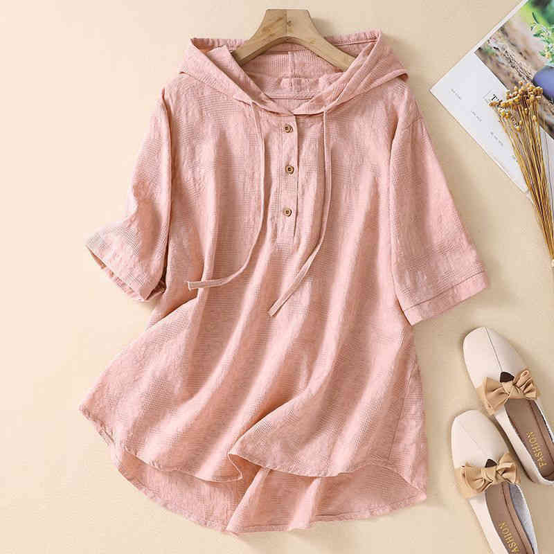 送料無料 フード付き 半袖 パーカー 薄手 tシャツ プルオーバー 綿 カットソー カジュアル トップス コットン ゆったり 大人可愛い ナチュラル 体型カバー 着回し