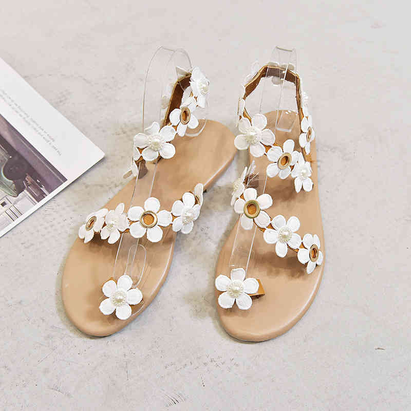 サンダル レディース スリッパ 花 フラワー フラットシューズ 美脚 歩きやすい おしゃれ 夏