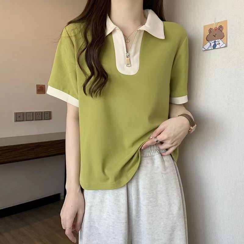 乐天商城 - 送料無料 ポロシャツ 半袖 ボーダー ニット トップス サマーニット ポロニット tシャツ vネック スキッパー ボーダー柄 襟付き ポロ ハーフジップ