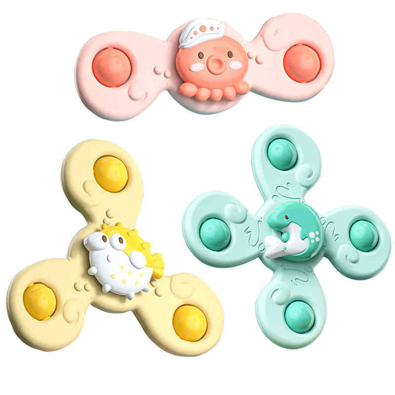 モンテッソーリ おもちゃ ハンドスピナー 知育玩具 回転 お風呂 水遊び 玩具 吸盤 赤ちゃん プレゼント 音が出る 男の子 女の子 カラフル 3点セット
