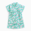 パジャマ 子供 甚平 女の子 男の子 キッズ服 花柄 浴衣 綿100% 上下セット 寝間着 ルームウェア 部屋着 和風 花火大会 夏祭り 可愛い 前開き