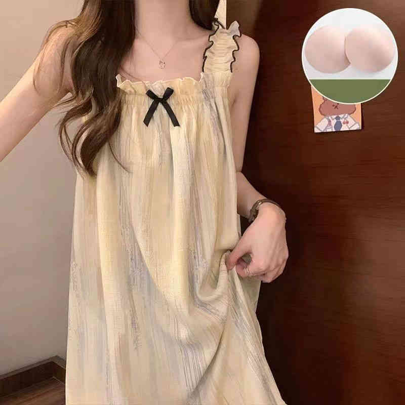 キャミソール カップ付き ワンピース レディース 夏 パジャマ ノースリーブ 可愛い カジュアル ルーム..