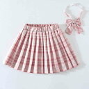 2点セット スカート 女の子 制服 プリーツスカート 蝶ネクタイ チェック柄 インナーパンツ付き 春夏秋 学生 JK ジュニア ミニスカート 発表会