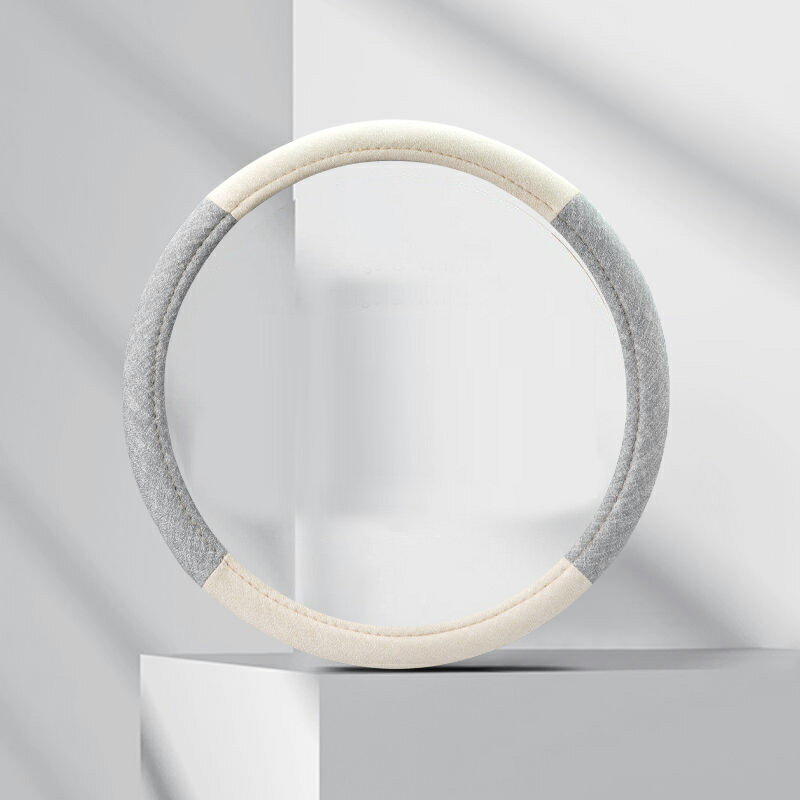 ハンドルカバー ステアリングカバー 綿麻 綿麻ハンドルカバー 円型 38cm 薄手 滑り止め 通気性 吸汗性 ..