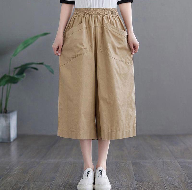 パンツ 8分丈 ワイドパンツ 大きいサイズ サラカル コットン ストレッチ バギーパ...