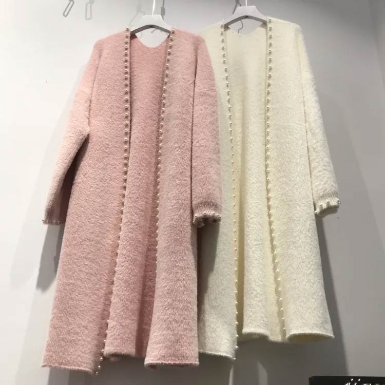 ニットコート パールボタン 厚手 ニット レディース 羽織もの ロングカーディガン ...
