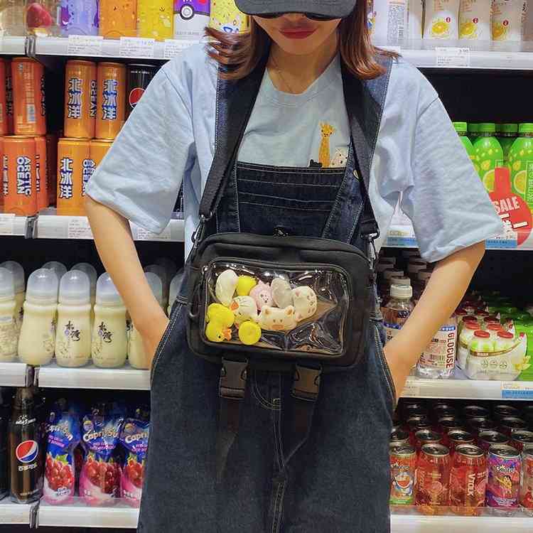 Rakuten - ショルダーバッグ 大容量 キャンバス 透明 ポーチ ぬいポーチ 痛バッグ 透明バッグ ショルダー 小さめ クリアバッグ 持ち歩き 可愛い