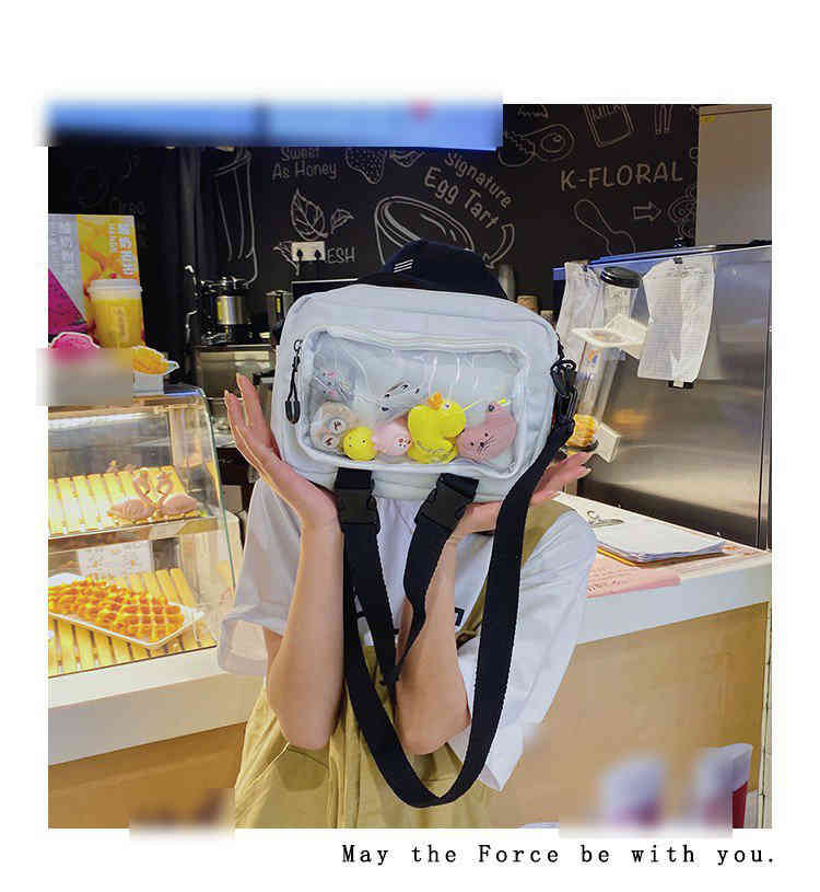 ショルダーバッグ 大容量 キャンバス 透明 ポーチ ぬいポーチ 痛バッグ 透明バッグ ショルダー 小さめ クリアバッグ 持ち歩き 可愛い