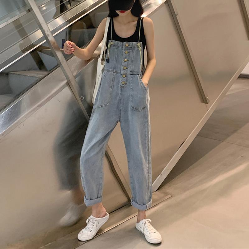 サロペット デニム オーバーオール 薄手 ライトデニム キャミサロペット キャミ ロング パンツ 大きいサイズ おしゃれ 春 夏 秋 着瘦せ