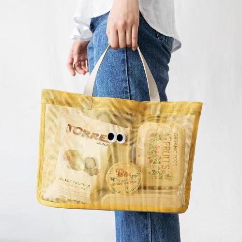 乐天商城 - トートバッグ メッシュ クリア トートバッグ ポケット付き 肩掛け エコバッグ ビーチバッグ ハンドバッグ 軽量 旅行 おしゃれ しっかり