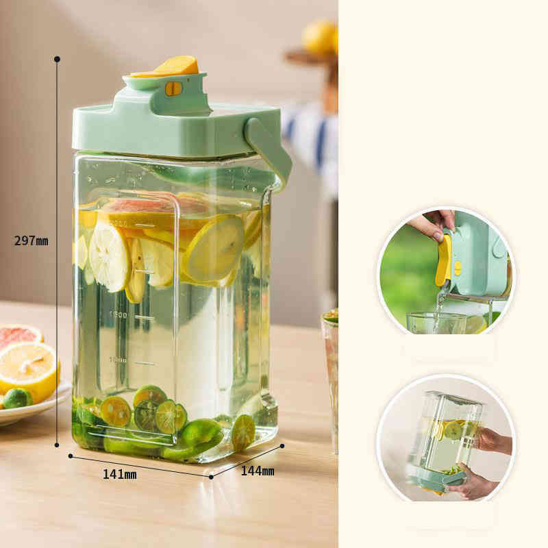 麦茶ポット 冷水筒 ピッチャー 横置き 耐熱 3.5L 洗いやすい ハンドル ロック付き お茶ボトル ミニウォ..