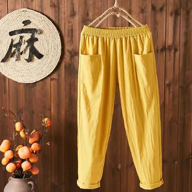 ステテコ レディース 綿麻 九分丈 ハーフパンツ ルームウェア 部屋着 夏用 薄手 ゆったり 大きいサイズ 30代 40代 50代 60代のサムネイル