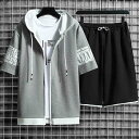 セットアップ 上下セット パーカー 半袖 ルームウェア Tシャツ 短パンツ フード付き カジュアル 夏 薄手 スポーツ ショートパンツ ハーフパンツ