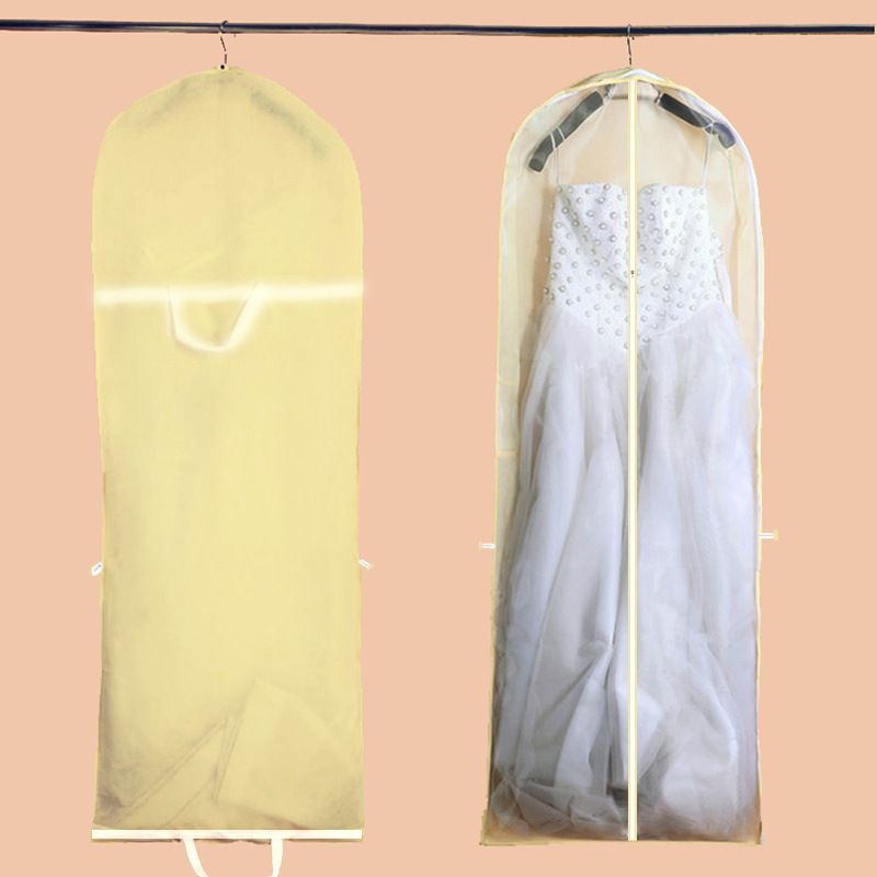 ドレス収納カバー 収納バッグ ドレスカバー 衣装カバー 150cm 180cm 収納袋 不織布 手提げ付き 持ち手付き バッグ型 肩掛け ファスナー 持ち運び ポータブル ガーメントバッグ 移動 シンプル ロングドレス パーティードレス フラド