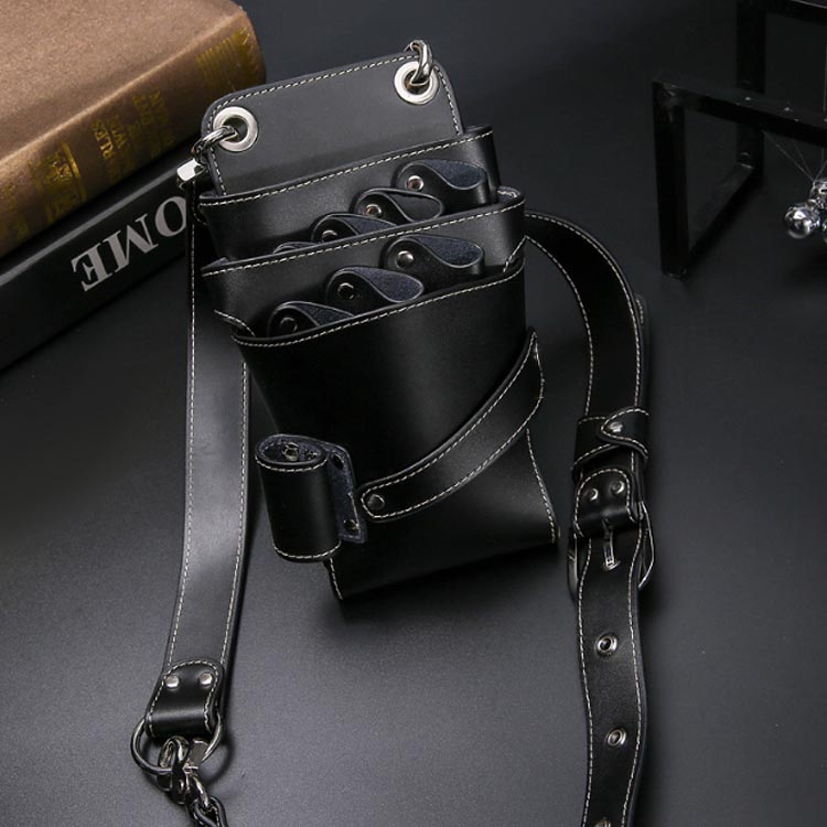 プロ仕様 ハサミ入れ 美容師 シザーバッグ プロ 本革 シザーケース おしゃれ 理容師 シザー 美容師 7丁入 防水 フローリスト 花屋 シザーポーチ 腰巻き 肩掛け 散髪 トリマー ハサミ スキバサミ ケース レザーバッグ はさみ ブラック ベージュ