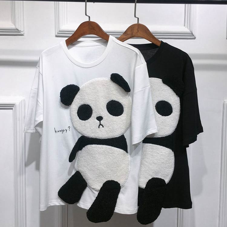 立体的なパンダ レディース メンズ 半袖 シンプル パンダTシャツ パンダTシャツ 春夏 ゆったり ゆるT 大きいサイズ カジュアル カットソー イラストTシャツ 可愛い ファッション kaedeya-10007425 かえで屋 サンプル画像3