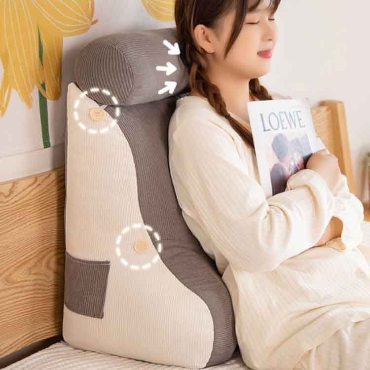 低反発 腰枕 三角クッション 背もたれ 枕 座椅子 腕枕 ごろ寝足上げ 三角 クッション 足枕 腰クッション 妊婦 腰枕 2段調節 背もたれ 寝返り 体位変換 介護 お昼寝 枕付き 保持 マルチクッション 自宅用 持ち運び便利 アームサポート 読書用 [3]