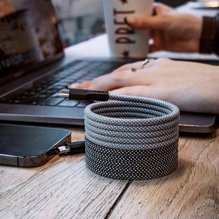 マグネット式 USB 充電ケーブル 充電ケーブル 送料無料 送料無料 Cケーブル Lightning usb to Type-c to Type-c usb Type-c Type-c to 1m Lightning to 収納 巻き取り PD急速充電 マジックケーブル 磁気付き ナイロン製 持ち運び usbケーブル