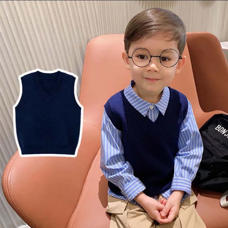 ジュニア Vネック 通学 フォーマル 入学式 ニットベスト トップス 女の子 学生 子供服 卒業式 発表会 セーター 男の子 韓国制服 男女兼用 ベスト ニット キッズ 制服 学園服 制服 スクール 90 80 子供服 100 110 120 130 お出かけ着 秋 冬 2