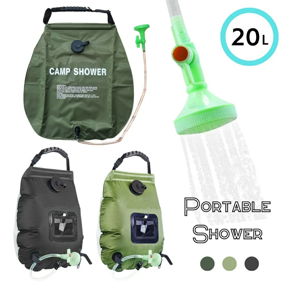 簡易シャワー 20L 太陽光吸熱 電源不要 屋外水遊び 暑さ対策 屋外 海水浴 ポータブル アウトドア 車中泊 防災 キャンプ 釣り スポーツ サーフィン 非常用 災害用 ソロキャン 移動式 赤ちゃん用 ペット用(4)