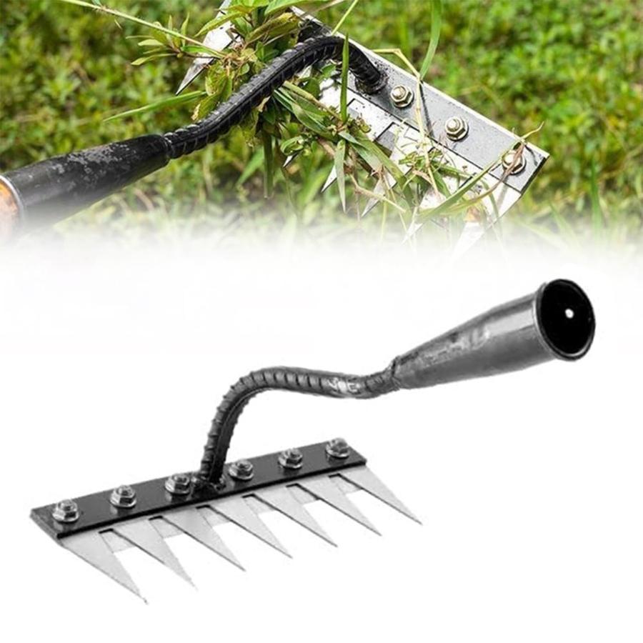 草刈りレーキ ガーデンレーキ 草取り道具 マンガン鋼 除草熊手鍬セット 5歯/6歯/7歯/8歯 手動式 両用 ..