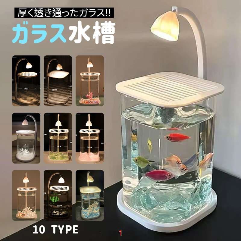 小型水槽 3.6Lコンパクト水槽キット LEDライト付き 水換え簡単 セットアップ・メンテナンス簡単 スタータータンク最適