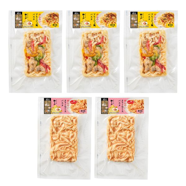 ポイントもつもちのフィットチーネ麺を、電子レンジで簡単に調理できます。明太子をたっぷり使用した明太アヒージョと明太クリームソースの2種類をお楽しみ頂けます。※写真はイメージです。内容・デザイン等変更になる場合があります。予めご了承ください。箱サイズ26.9×15.4×11.1cm現品サイズ・内容明太アヒージョパスタ210g×3個明太クリームパスタ240g×2重さ1110g製造生産地福岡賞味期間製造日より冷凍544日アレルゲン卵・乳成分・小麦・大豆・鶏肉備考※「のし」や「包装」については、対応できる商品と対応できない商品がございます。ご購入前に、お気軽にお問い合わせください。通常、簡易包装に直に送り状を貼ってお送りいたします。【やまや 商品一覧】 うめ 明太子320g 32704 明太パスタセット（5食入） 6276・6277 熟成無着色明太子徳用冷凍500g×2 33573 辛子明太子・たらこ詰合せ(無着色） 38245 辛子明太子・レンジで簡単焼魚詰合わせ 38326 辛子明太子・紅鮭詰合せ 38309 辛子明太子無着色200g 31831 辛子明太子無着色320g 31834 辛子明太子無着色400g 31835 辛子明太子無着色800g 31836 辛子明太子無着色切子500g 33554 博多の 博多もつ鍋セット3人〜4人前 88109 八枠堂もつ鍋MIX・明太子セット 6441 明太子・うなぎ詰合わせ 38323やまやコミュニケーションズ やまや やまや明太パスタセット（5食入） 6276・6277 ギフト グルメ 送料無料 【産直】【注意事項】メーカー直送の商品となりますので、「代金引換」払いは不可となります。ご了承ください。お届け先が、北海道、沖縄、離島になる場合、別途送料が必要になる場合がございます。