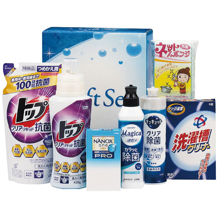 ポイント毎日の必需品をセットしました。※写真はイメージです。内容・デザイン等変更になる場合があります。予めご了承ください。箱サイズ21.2×27.4×8.2cm現品サイズ・内容420gライオントップクリアリキッド抗菌・220mlライオンCHARMY Magica速乾＋カラッと除菌・220ml花王キュキュット(クリア除菌)各1本・330gライオントップクリアリキッド抗菌(詰替用)・ライオンNANOX one PRO(10g×2袋)・洗濯槽クリーナー(5錠入)・ネットスポンジ各1個重さ1593g製造生産地日本製備考※「のし」や「包装」については、対応できる商品と対応できない商品がございます。ご購入前に、お気軽にお問い合わせください。通常、簡易包装に直に送り状を貼ってお送りいたします。【 商品一覧】 抗菌＆除菌バラエティセット KOJ-100C 抗菌＆除菌バラエティセット KOJ-10C 抗菌＆除菌バラエティセット KOJ-150C 抗菌＆除菌バラエティセット KOJ-15C 抗菌＆除菌バラエティセット KOJ-200C 抗菌＆除菌バラエティセット KOJ-30C 抗菌＆除菌バラエティセット KOJ-50C 抗菌＆除菌バラエティセット KOJ-80C丸康 抗菌＆除菌バラエティセット KOJ-50C ギフト 贈り物 送料無料【注意事項】メーカー直送の商品となりますので、「代金引換」払いは不可となります。ご了承ください。お届け先が、北海道、沖縄、離島になる場合、別途送料が必要になる場合がございます。