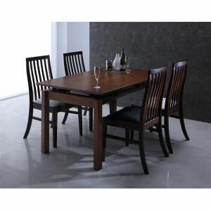 ハイバックチェア ウォールナット材 スライド伸縮式ダイニング Gemini ジェミニ 5点セット(テーブル+チ..