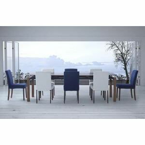 天然木ウォールナット材 デザイン伸縮ダイニングセット WALSTER ウォルスター 9点セット(テーブル+チェ..