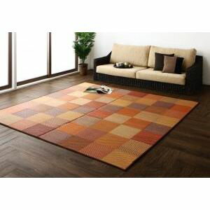 Rakuten - 純国産ブロックデザインい草ラグ lilima リリーマ 裏地あり 191×191cm[00]
