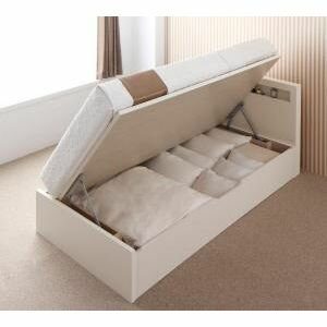 ポイント4倍！お客様組立 開閉タイプが選べる跳ね上げ収納ベッド Grand L グランド・エル 薄型プレミアムポケットコイルマットレス付き 横開き セミダブル 深さレギュラー[H4][00]