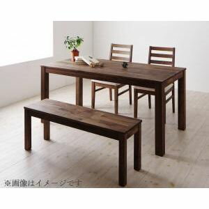 Other - 総無垢材ダイニング Tempus テンプス 4点セット(テーブル+チェア2脚+ベンチ1脚) ウォールナット PVC座 W135[00]