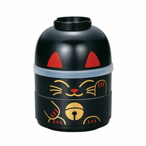 弁当箱 HAKOYA まねきねこ こけし 2段 お椀付き 黒 【代引不可】 [01]