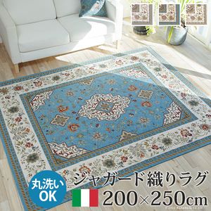 Rakuten - ラグ ラグカーペット 長方形 イタリア製ジャガード織りラグ-イスタ200x250cm フロアマット リビング ホットカーペット対応 柔らかい 薄手 イタリアンデザイン クラッシック柄 おしゃれ レトロ ウォッシャブル 滑りにくい コンパクト収納可能 [11]