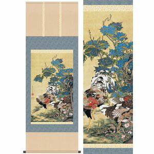 Hanging Scrolls - 紫陽花双鶏図／あじさいそうけいず　尺五　幅54.5×高さ約153cm　伊藤若冲／いとうじゃくちゅう　名画複製画 掛け軸 掛軸 [20]