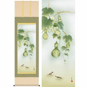 六瓢／むびょう 尺八 幅54.5×高さ約190cm 田村竹世／たむらちくよ 季節飾り 花鳥画 夏掛け 掛け軸 掛軸 [20