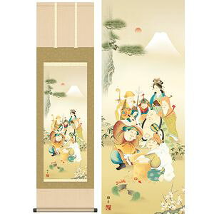 七福神／しちふくじん　尺三　幅44.5×高さ約164cm　鵜飼雄平／うかいゆうへい　慶事飾り　縁起画　七福神 掛け軸 掛軸 [2