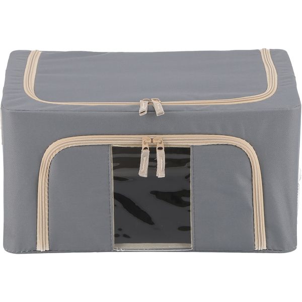 窓付&積ミ重ネ収納ボックス 22L GY グレー (入数:6点)[09]