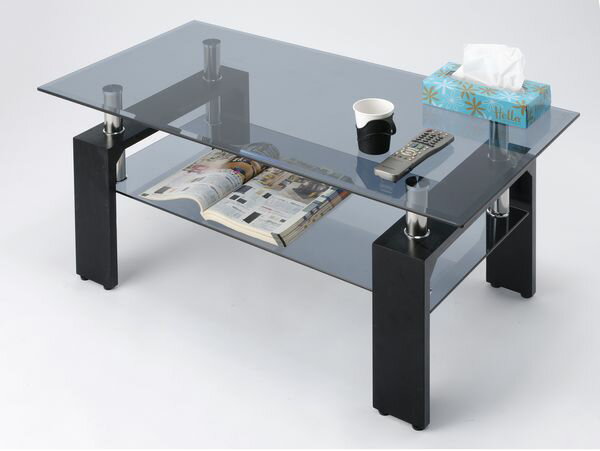 ガラスリビングテーブル(クリアブラック) センターテーブル ガラス[31] [2]