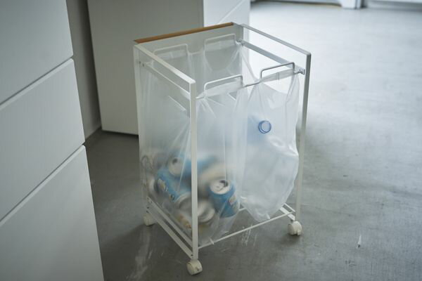 目隠し分別ダストワゴン トスカ 2分別 ホワイト tosca 山崎実業 YAMAZAKI【代引不可】 [01] [2]