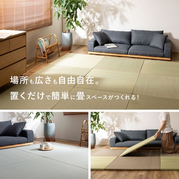 【12枚セット】 い草×樹脂素材 ハイブリッド 置き畳 綾瀬 約82×82×2.5cm 12枚入り 異素材 丈夫 半畳 縁なし フロア畳 ユニット畳 PP 滑り止め付き 萩原 [29] 3
