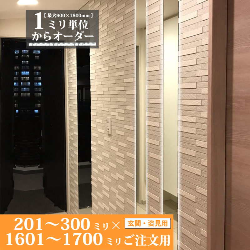 鏡 サイズオーダー ミラー 201 mm 〜 300 mm × 1601 mm 〜 1700 mm 壁掛け 玄関 姿見 全身 大きい スリム ロング おしゃれ ドレッサー シンプル 国産 旭硝子 AGC サンミラー 鏡の取り付け 日本製 ミリ単位で1枚からオーダーメイド 鏡専門店 かがみどっとねっと