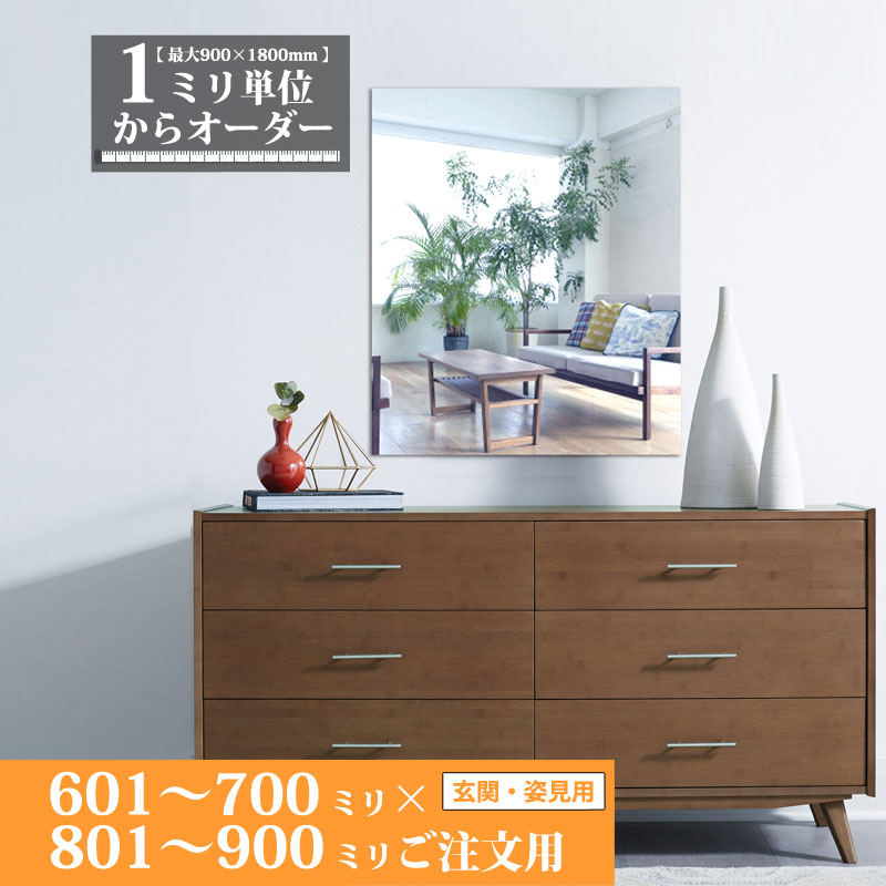 鏡 サイズオーダー ミラー 601 mm 〜 700 mm × 801 mm 〜 900 mm 壁掛け 玄関 姿見 全身 大きい スリム ロング おしゃれ ドレッサー シンプル 国産 旭硝子 AGC サンミラー 鏡の取り付け 日本製 ミリ単位で1枚からオーダーメイド 鏡専門店 かがみどっとねっと