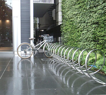 サイクルスタンド ステンレス 床付け 2台 用 日本製 自転車スタンド 屋外 自転車 スタンド 自転車 自転車ラック サイクルラック 駐輪場 スタンド 固定式 固定タイプ アイアン 金属 鉄 コンクリート (銀 銀色 シルバー）