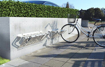 サイクルスタンド ステンレス 壁付け 2台 用 日本製 自転車スタンド 屋外 自転車 スタンド 自転車 自転車ラック サイクルラック 駐輪場 スタンド 固定式 固定タイプ アイアン 金属 鉄 国産 壁 壁面 コンクリート (銀 銀色 シルバー）