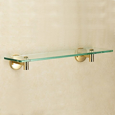 ウォールシェルフ 透明ガラス 真鍮 ゴールド 金 ガラス シェルフ 壁掛け ラック 棚 ガラス棚 洗面 洗面所 洗面台 壁 壁面 収納 トイレ リビング おしゃ...