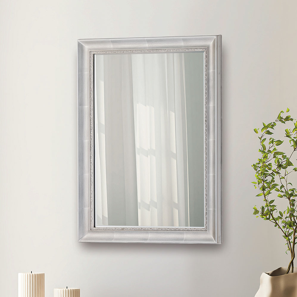 Rakuten - 銀箔仕上げ w500xh700mm 日本製 クラシックミラー 長方形 鏡 壁掛け ミラー 壁掛け 玄関 リビング 寝室 トイレ 洗面 洗面所 洗面鏡 壁掛け鏡 ウォールミラー 姿見 角型 四角 四角形 銀色 シルバー 引越し 新生活 お祝い 母の日 送料無料